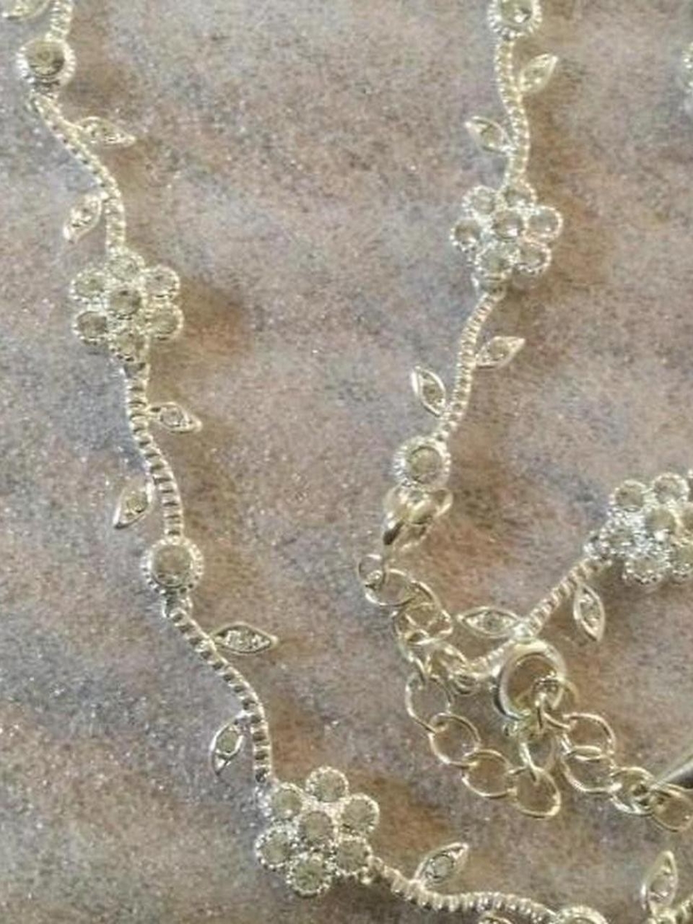 Rhinestone Flower And Vine Necklace